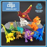 [12cm] Xếp hình Khủng long Velociraptor Indominus T-Rex Pterosaur Tyrannosaurs Triceratops Jura Lego Minifigures YG77021