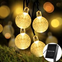 12m / 100 Đèn LED Pha Lê Bóng Năng Lượng Mặt Trời LED Dây Đèn Cổ Tích Vòng Hoa Sân Vườn Trang Trí Giáng Sinh Ngoài Trời Sân Bãi Cỏ Đèn