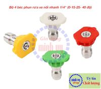 [1.2mm] Bộ 4 Cái béc phun cao áp 1/4 Bộ Đấu Nối Nhanh Vòi Rửa Xe Kim Loại Vòi Phun Cây Dài Máy Rửa Áp Lực Cao, Béc Phun Máy Rửa xe Chỉnh Áp