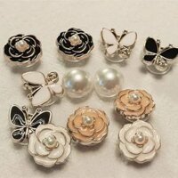 12Pcs Camellia ngọc trai hình con bướm Set DIY Jibbitz Set Cho Crocs Phụ Nữ Phụ Kiện Giày