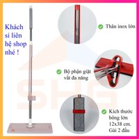 (12X38CM) CÂY LAU NHÀ TỰ VẮT THÔNG MINH CAO CẤP CÓ GẠT NƯỚC BÔNG GÀI 2 ĐẦU, KÈM BÔNG LAU