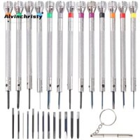13 Miếng Mini Chính Xác Đồng Hồ Tua Vít Trang Sức Đồng Hồ Tua Vít Bộ 0.6-2.0 mm Với 13 Lưỡi Thay Thế Thêm