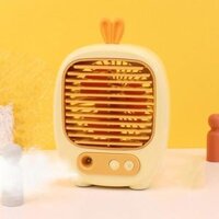 1315 Spray Humidification Hydrating Cartoon Fan Quạt sạc USB Quạt máy tính để bàn (Bunny Yellow)