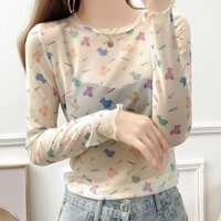 1323 Người Bộ Sưu Tập Gạc Đáy Áo Sơ Mi Nữ Ren Áo Thun Chống Nắng Top Nhật Ký Gạc Quần Áo In Hình Dài Tay Áo Thun Nữ Mỏng 3.2