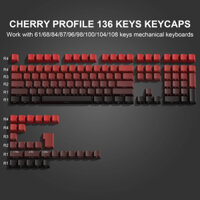 136 Phím Bên In Keycaps Lucky Gradient Red Cherry Profile Key Cap Double Shot Shine Through Keycap cho 65% 75% Cherry MX Switch Bàn Phím Game Thủ Cơ