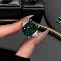 [1362 Bộ sưu tập người] Nhẫn xanh siêu nhấp nháy sang trọng Châu Âu Mỹ Ánh sáng dát tính khí sang trọng Thiết kế thích hợp Nhẫn ngón tay chỉ số phù hợp tinh tế cao cấp