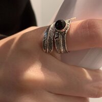 1370 Bộ Sưu Tập Người S925 Bạc Độc Đá Retro Men Nhỏ Giọt Men Nhẫn Lông Vũ Nữ Thiết Kế Niche Cao Cấp Thiết Kế Phong Cách Thoáng Mát Cảm Giác Nữ Bán Chạy Phong Cách 4.