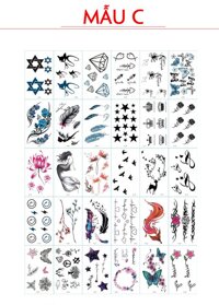 138 Hình Xăm Dán Tatoo Tha Thu Ngôi Sao Cáo Nhịp Tim Vương Miện Hoa Kim Cương Bướm Bỉ Ngạn Cho Nam