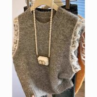 1393 Người Bộ Sưu Tập AISISS Retro Ren Khâu Không Tay Dệt Kim Áo Vest Nữ Xuân Đông Rời Lười Thời Trang Cao Cấp Áo Len20250306