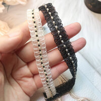 1.3cm Chiều Rộng 50cm Dài Đen Trắng Quần Áo Phụ Kiện Đen Trắng Ngọc Trai Ren Phụ Kiện Tóc Quần Áo Chất Liệu