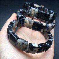 13mm Tự Nhiên Hoa Đen Mã Não Lắc Tay Dây Quyến Rũ Handmade Tài Năng Năng Lượng Khoáng Chất Người Phụ Nữ Bùa Hộ Mệnh Trang Sức Quà Tặng 1 Chiếc