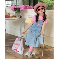 (14-45kg) Set áo váy yếm Jean bé gái Melisa M1535 hàng cao cấp Kabekids