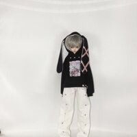 1/4 Bộ quần áo búp bê BJD Áo hoodie tai thỏ + quần kiếm