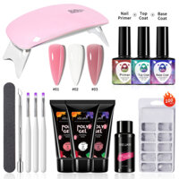 14 Cái / bộ 15ml Poly Gel Móng Tay Trọn Bộ Cho Gel Mở Rộng Đánh Bóng Đẩy, Đế Và Áo Khoác Trên, Bộ Nước Làm Sạch Và Khuôn Làm Móng Tay Acrylic Bộ Dụng Cụ Làm Móng Tay Người Mới Bắt Đầu Bộ Dụng Cụ Làm Móng Tay Bút Móng Tay