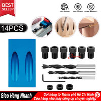 14 cái pocket hole jig kit hướng dẫn khoan góc 15 độ bộ chế biến gỗ xiên lỗ định vị máy khoan lỗ lỗ dụng cụ mộc tự làm