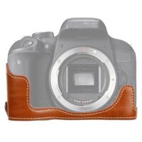 1/4 inch Chủ đề PU Leather Camera Nửa trường hợp Case cho Canon EOS 77D / 800D (BROWN)