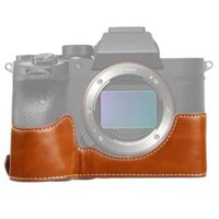 1/4 inch Chủ đề PU Leather Camera Nửa trường hợp Case cho Sony ILCE-7RM4 / A7RM4 / A7R IV (BROWN)