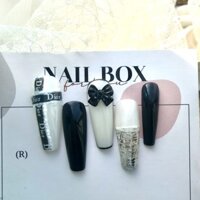 14 nailbox móng up đen trắng đính nơ