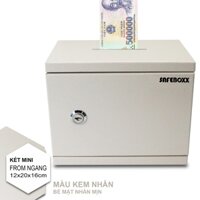 [1400g] Két sắt mini SAFEBOXX S.N1400 From ngang, Màu Kem Nhăn, Kích thước 12x20x16cm, KHÓA CHÌA