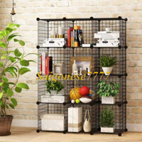 (140*105*35 CM-12 Ô) Kệ Sắt Lưới Nghệ Thuật Lắp Ghép Đa Năng Tiện Dụng Metal Wire Shelving