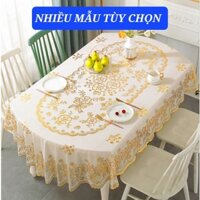 [140X180CM] Trải bàn NHŨ VÀNG hoạ tiết sang trọng Hình chữ Nhật, Hình Oval