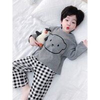 [1416 Lần Mua Lại] Bộ Đồ Ngủ Trẻ Em Thu Đông Dài Tay Cotton Bé Trai Bé Gái Hoạt Hình Dễ Thương Vừa Lớn Trẻ Em Quần Áo Nhà Cho Bé Bộ Đồ Hai Mảnh20250217