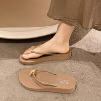 [1420 Miếng Bán Trong 30 Ngày] 2024 Dép Đi Biển Mới Cho Nữ Thời Trang Mùa Hè Mặc Trên Bãi Biển Gót Đế Dày Kẹp Chân Bánh Sandwich Dép Lật Kim Cương Giả