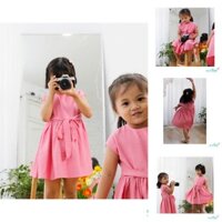 144k - Váy bé gái màu hồng xinh xắn dành cho bé 1 tuổi đến 7 tuổi, thời trang trẻ em may thủ công