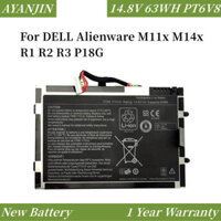 14.8V 63wh pt6v8 Pin máy tính xách tay cho Dell ALIENWARE M11X M14x R1 R2 R3 p18g t7yjr 8p6x6 08p6x6