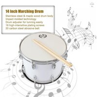 14in Marching Trống Thép Không Gỉ & Gỗ Phong Thân PVC Trống Có Gậy Dây Đeo Vai Chìa Khóa Cho Sinh Viên Chuyên Nghiệp Drummer