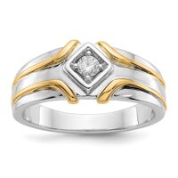 14k Two Tone Gold Diamond Men's Ring