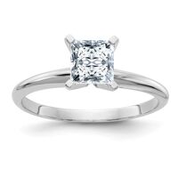 14K White Gold Ring Band Moissanite Square 2.5ct. 7.5mm Colorless Princess Solitaire, Size 5