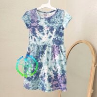 [14kg-22kg] Đầm thun bé gái lớn vải thun cotton mịn mát màu xanh loang