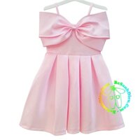 [14kg-28kg] Đầm công chúa cho bé kiểu nơ rớt vai cực xinh màu hồng đào