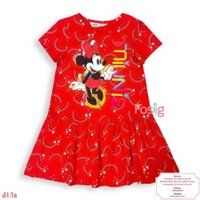 [15-35kg] Đầm Tay Ngắn Bé Gái HM130 - Đỏ Minnie Sao GS01