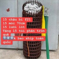15 chậu bí f21 - 15 móc 70cm - 15 lưới - tặng 15 túi phân