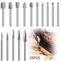 15 Chiếc Gỗ Khắc Mũi Khoan Bộ 1 / 8 Shank HSS Khắc Dụng Cụ Xoay Phụ Kiện