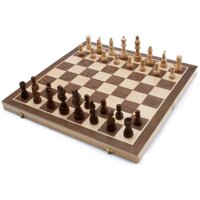 15-Inch Large Magnetic Folding Chess Board Game Set with Chess Weighted Pieces and Storage Slots. Great for Kids & Adults