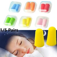 1/5 Pairs Box Packed Rebound Sleeping Anti-noise Earplugs Polyurethane Foam Earmuffs Tapered Shape