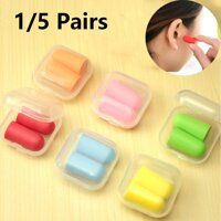 1/5 Pairs Box Packed Rebound Sleeping Anti-noise Earplugs Polyurethane Foam Earmuffs Tapered Shape