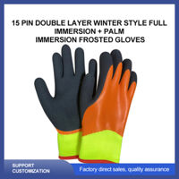 15 pin double layer winter style full immersion  palm immersion frosted gloves - Black - Customizable