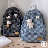[1.5 Ten Thousand People Collection] Cặp sách học sinh nữ phong cách Đại Học Instagram Nhật Bản Ba Lô Nữ trung học phong cách Hàn Quốc dung tích lớn Ba lô kẻ sọc cổ điển