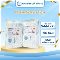 150 miếng ( 3 bịch ) Bỉm tã dán Hipgig A, siêu thấm hút, khô thoáng không gây hăm, kích ứng cho bé