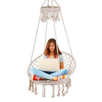 150KG Max Load Classic Hammock Swing Chair Bohemian Style Cotton Rope Hanging Spider Swing for Patio, Yard, Garden Indoo