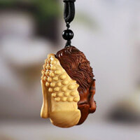 1533 Người Bộ Sưu Tập Gỗ Hộp Giữa Một Tư Tưởng Tay Cầm Mảnh Hai Mặt Cổ Phật Giáo Quỷ Gỗ Chắc Chắn Tự Nhiên Khắc Nam Di Động Lái Xe Chơi Mặt Dây Chuyền 3.19