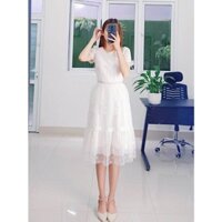 [153FASHIONSALE1]Đầm ren phối voan 2 V-T