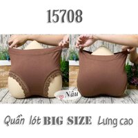 15708 Quần lót chip BIG SIZE lưng cao lai Ren - 15708 - Nâu,XL