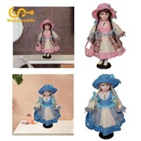 15,75 '' Trang điểm tráng men Sứ trang điểm cho búp bê bé gái nông thôn để bàn trang trí