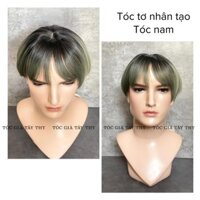 1576 tém ngắn ombre đen-xanh rêu khói