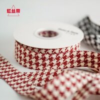 [1584] Thắt Lưng Cotton Hỗn Hợp 2.5cm Phong Cách Hương Thơm Nhỏ Bao Bì Ruy Băng Retro Nơ Houndstooth Trang Trí Tóc Trang Trí Thắt Lưng Vải Hoa